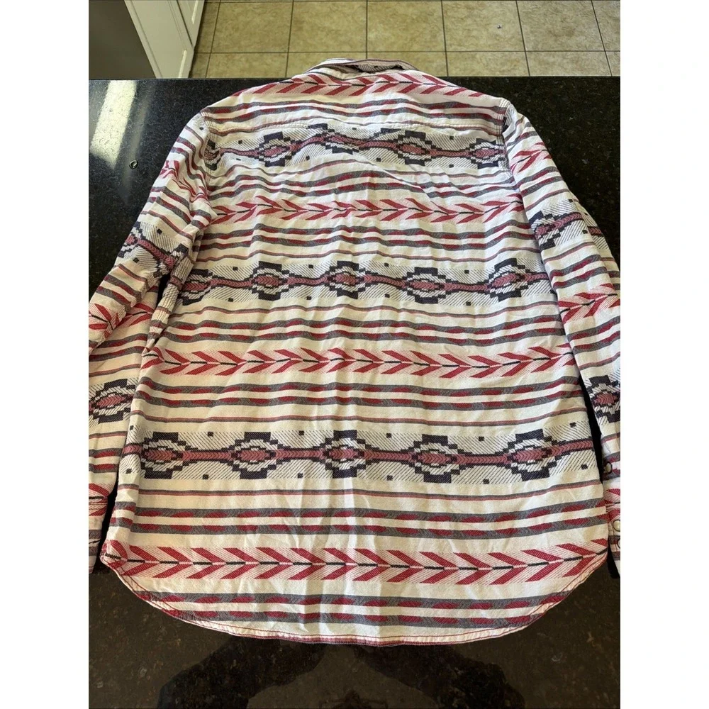 Ryan‎ Michael Aztec Western Flannel Snap Shirt Men's Sz L Long Sleeve Rodeo